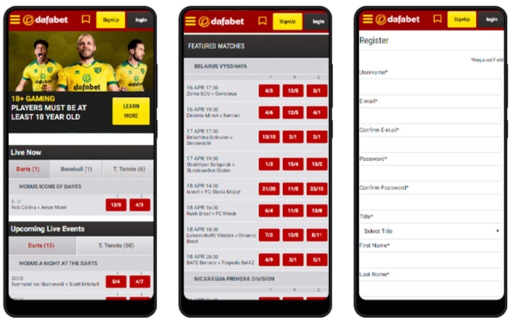 Dafabet-App für Mobilgeräte